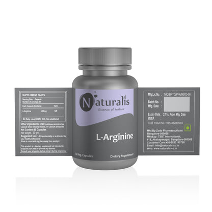 Naturalis Essence of Nature L-Arginine 400 mg (for Muscle-Building, Stamina and Endurance) – 60 Veg capsules - Naturalis